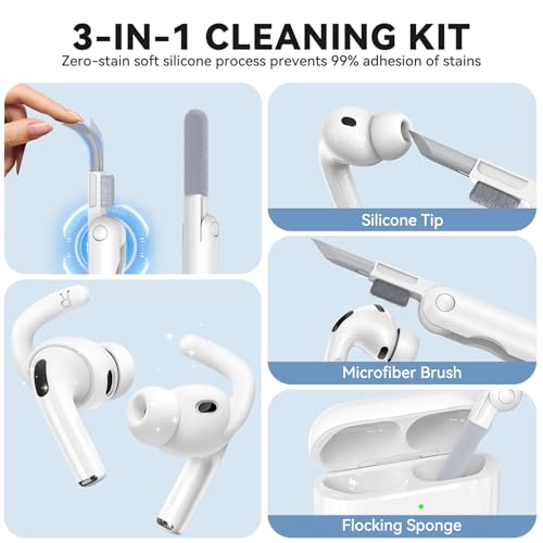 4 Pairs for AirPods Pro 3 Ear Hooks, Anti-Slip Ear Tips (White) - color: White