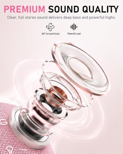 Bluetooth Speaker Wireless, Bluetooth 5.3 Shower Speaker with 9 RGB Lights & 20H Playtime, IPX6 Waterproof Speaker with TWS Pairing, Portable Speaker for Home, Beach, Travel & Birthday Gifts - color: Pink