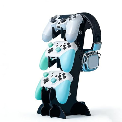 3-Tier Game Controller & Headphone Stand, Black Acrylic Storage Rack, Compatible with PS5/PS4/Xbox Series X/S/Switch Pro Controllers, Desktop Organizer for Gaming Accessories - size: 3-Tiers Black