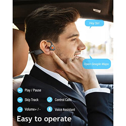 MONODEAL Bone Conduction Headphones with Mic,Open Ear Headphones Wireless Bluetooth 5.1/Mute Function/Multi-Point Capable,Air Conduction Headset with Noise Canceling Mic,for Driving Home Office | Bluetooth 5.1 Mute Function Multi-Point Capable Air Conduct