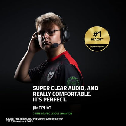 Razer BlackShark V2 Pro Wireless Gaming Headset, 70 Hr Battery, Black | Detachable Mic, Pro-Tuned FPS Profiles, 50mm Drivers, Noise-Isolating, Memory Foam Earcups, PC, PS5, Switch 2, Bluetooth 5.2 - color: Black, style: Gen 2