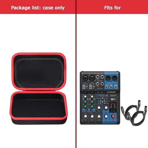Tourmate Hard Storage Case Compatible for YAMAHA MG06X/MG06 6-Input/AG03/AG03 MK 2/AG06MK 2 Stereo Mixer, Protective Hard Shell Carrying Bag(CASE ONLY) (Black+Red) - color: Red Zipper