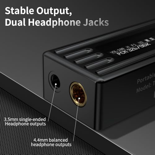 TRN-TE Pro Headphone Amplifier, Portable HiFi USB DAC Amps with 4.4mm and 3.5mm Dual Outputs Supports PCM 768kHz/DSD256 High Resolution Lossless for Smartphones/PC/Laptops