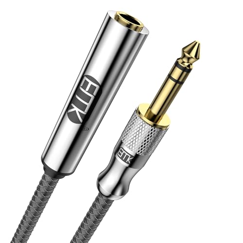 EMK Premium 1/4" (6.35mm) Male to Female Stereo Extension Cable (10Ft/3M) - Gold-Plated Quarter Inch Headphone/Guitar/Audio Extension Cord for Studio Equipment, Amplifiers & Instruments - size: 10 Feet, style: 1/4 inch Extension Cable