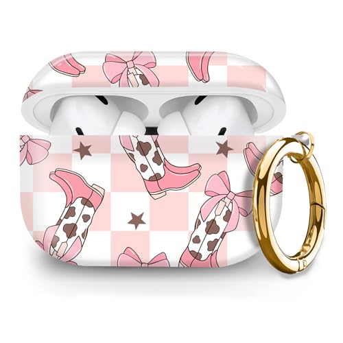 Cute Hard Case Compatible with AirPods Pro 2nd/1st Generation, Protective Cover with Golden Keychain, Fits 2023/2022/2019 Models, for Women, Girls, and Men(Cute Cowgirl Boots - color: Cute cowgirl boots