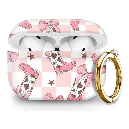 Cute Hard Case Compatible with AirPods Pro 2nd/1st Generation, Protective Cover with Golden Keychain, Fits 2023/2022/2019 Models, for Women, Girls, and Men(Cute Cowgirl Boots - color: Cute cowgirl boots