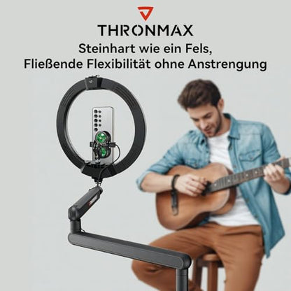 THRONMAX S7 TUNE Low Profile Mic Arm, 360° Rotatable Microphone Boom Arm Mic Stand, Cable Management, Easy Clamp for Streaming, Podcasting, Gaming,Universal fit for Blue Yeti HyperX QuadCast Finfine