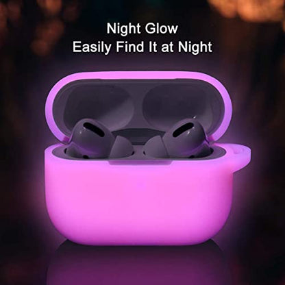 Lerobo for AirPod Pro Case, Silicone Cover with Keychain, Nightglow Purple | Glow-in-the-Dark, Scratch & Dust Resistant, Wireless Charging, Compatible with Apple AirPods Pro 2/1 Case Cover for Women Men - color: Nightglow Pink