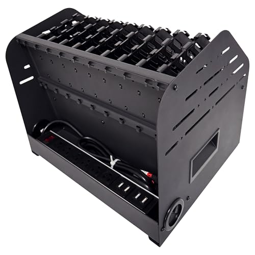 10-Device Laptop & Tablet Charging Station with 6 AC & 4 USB | Fast Charging for Chromebooks, iPads & Devices up to 15.6", Ideal for Classrooms, Schools, Offices & Libraries,Black - size: 10-Device