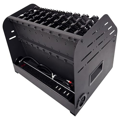 10-Device Laptop & Tablet Charging Station with 6 AC & 4 USB | Fast Charging for Chromebooks, iPads & Devices up to 15.6", Ideal for Classrooms, Schools, Offices & Libraries,Black - size: 10-Device