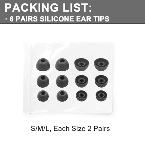 6 Pairs Replacement Silicone Ear Tips Compatible with Beats Studio Buds/Fit Pro/Studio Buds +, Silicone Earbuds Eartips Buds Cover Set for Beat Studio Buds (Black Without Pen) - color: Black without Pen