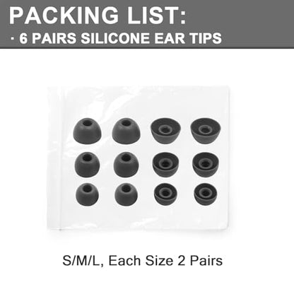6 Pairs Replacement Silicone Ear Tips Compatible with Beats Studio Buds/Fit Pro/Studio Buds +, Silicone Earbuds Eartips Buds Cover Set for Beat Studio Buds (Black Without Pen) - color: Black without Pen