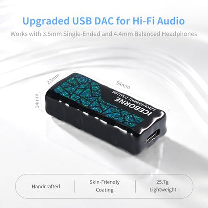 HiFiGo AFUL ICEBORNE Portable DAC Amp with 4.4mm Balanced Output, Dual CS43198 USB C DAC for IEMs & Headphones, 1µV Noise Floor, 300mW Hi-Res Audio Dongle for PC/Mac/iPhone/Android/Switch/PS5
