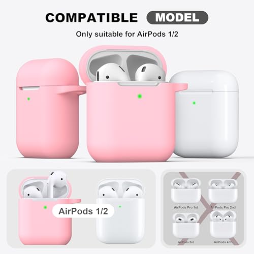 for AirPods 2nd/1st Case Silicone Cover, Pink | Compatible with Apple AirPods 2nd/1st (2019/2016) Generation with Keychain & Cleaner Kit, Wireless Charging Compatible - color: E1-Pink