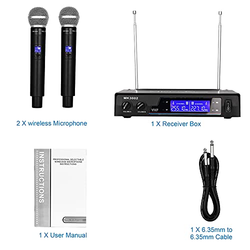 MicrocKing Wireless Microphone System Dynamic Handheld Microphones,150 Ft Operating Range,16 Hours Continuous Use,Ideal for Karaoke, Party, DJ, Church, Wedding, Indoor/Outdoor Activities - style: 2 Handheld mics