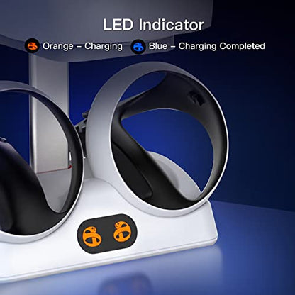 Charging Station for PS VR2 Sense Controllers with Headset Holder, Nargos Virtual Reality Charger Stand Dock PSVR2 Headset Display Accessories