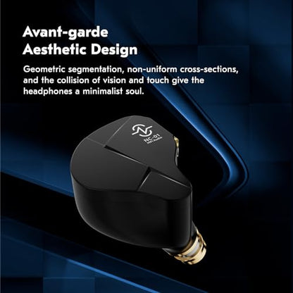 CCZ NC01 Gospel Gaming Earbuds, Stereo Sound in Ear Monitor Headphones Wired, Customized Dual Magnetic DD IEMS Earphone with Detachable Tangle-Free Cable PC Cavity for Computer (with mic, Clear Black)