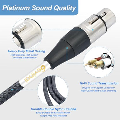 XLR Splitter Cable, Devianl XLR y Splitter 2 Female to 1 Male, Balanced Dual Female to Male Microphone Cord Adapter Combiner, 2 FT, 2 Pack - color: 2FT/ 2 Pack