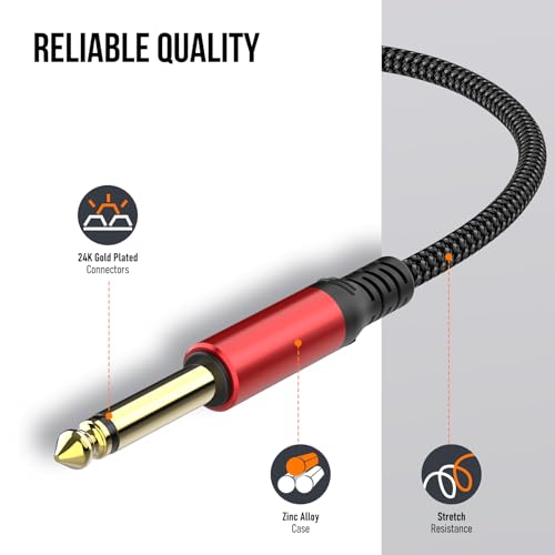 3.5mm 1/8 Stereo to Dual 1/4 TS Mono Y Splitter Audio Cable Adapter Compatible with iPhone, PC, Computer Sound Card, Mixer, Multimedia Speaker, Home Stereo System 30FT - size: 30ft