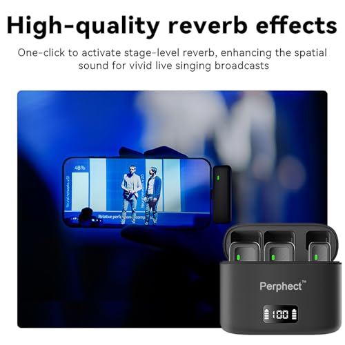 2 Pack Mini Wireless Lavalier Microphone for iPhone Android, Charging Case, 130ft Range, Smart Noise Cancellation, CD-Quality Sound for Video Recording Vlogging Podcast