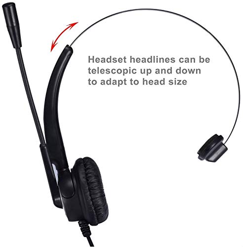 TriPro Monaural USB VoIP Headset for Computer Internet Calls, VoIP Communication, Skype, Webinar, Softphone, Call Center with Noise Cancelling Microphone and Volume Adjuster