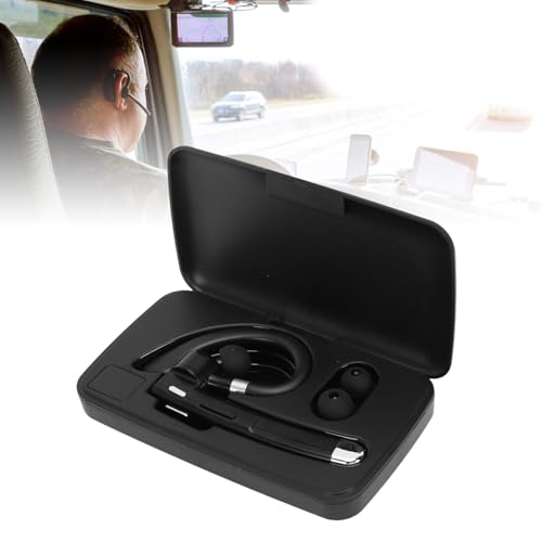 ASHATA Single Ear Bluetooth Headset, Dual Mic Noise Cancelling 180 Rotatable, IPX7 Water Proof Wireless Trucker Headset for Truck Driver Business Office Call Center