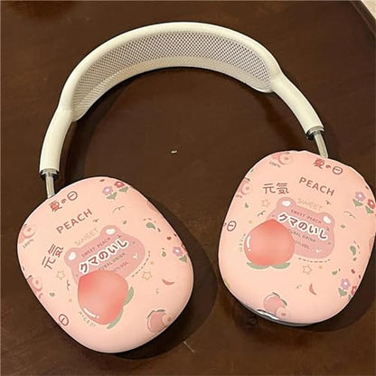 Case Compatible with AirPods Max Headphones, Cute Anime Fruit Soft TPU Anti-Scratch Protective Ear Cup Covers Headphone Cases for Woman Kids Girls - color: Peach