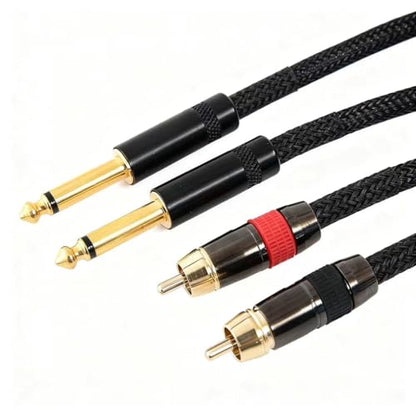 RCA to 1/4" Cable, Dual RCA to 1/4" (Approx. 0.6cm) TS Stereo Audio Interconnect Cable Jumpers - 6.6 Feet (Approx. 2.0 Meters)