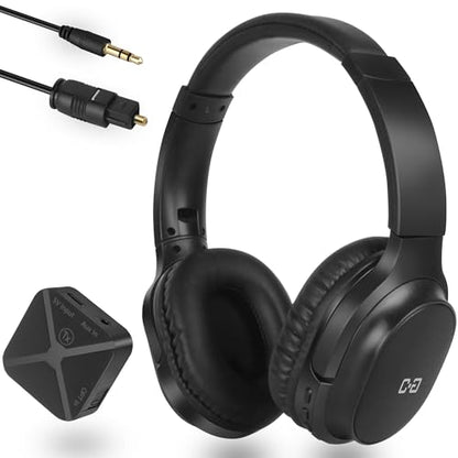Wireless Headphones for TV, with 2.4G Transmitter, Optical & 3.5mm Input | Headphones TV for Seniors, Easy Setup, Plug & Play, 100ft Range, 48H Playtime, No Delay, Ideal Gift for Parents and Elderly