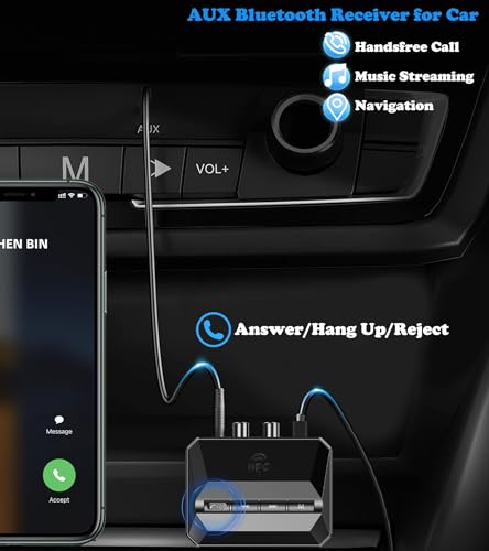 KAIY Bluetooth Receiver for Home Stereo, AUX RCA to Bluetooth Adapter | KAIY Bluetooth Audio Receivers & Adapters, Low Latency Bluetooth Adapter for Stereo, Support USB Drive & TF Card Music Player
