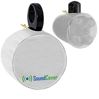 600D Marine Wake Tower Speaker Covers – Large (H 14" × W 14" × D 12.8") – Weather-Resistant Protection for Boat, Marine & ATV Speakers – White - color: White, size: LARGE