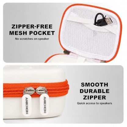 ANKHOH Hard Speaker Case for JBL Go 5/4/3 with Wrist Strap, Case Only - color: White