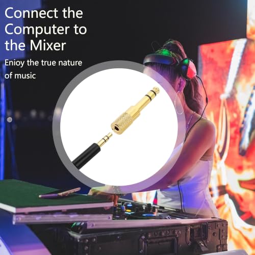 Headphone Adapter 6.35mm (1/4 inch) Male to 3.5mm (1/8 inch) Female Stereo Audio Jack Adapter for Amp Adapter, Guitar, Microphones(2 Pack)