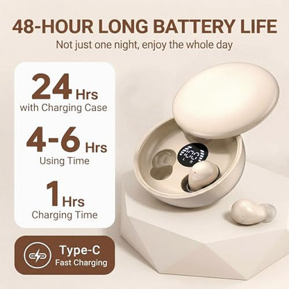 Invisible Sleep Earbuds, Mini Wireless Bluetooth Earbuds for Side Sleepers, Ultra-Light Ergonomic Design, Smart Touch Control, Auto Pairing, IPX5 Waterproof, Deep Bass Stereo Headphones（Black） - color: Black