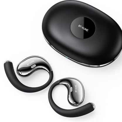 Open Ear Bluetooth Headphones, Ear Hook Headphones, Wireless Ear Buds | with Earhooks, Touch Control Earphones for Running, Hiking & Outdoors - color: Black