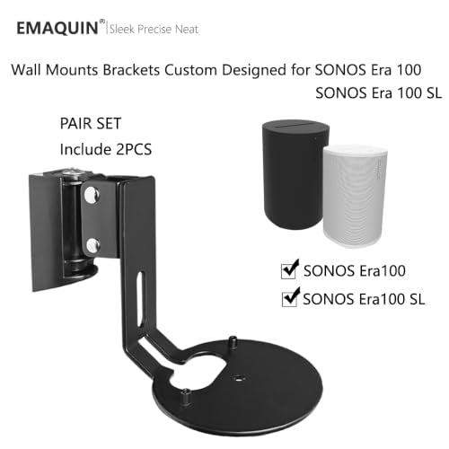 Wall Mounts Brackets-Pair Set(2PCS) for Sonos Era 100/Era 100 SL Speaker(Include 2PCS,Swivel&Tilt,Sturdy Metal,Enduring Paint Coating,Compatible with Sonos Era 100/Era 100 SL,Pair,Black) - color: Black, size: Pair Set