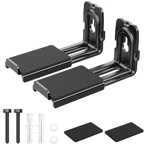 HCMOUNTING Soundbar Mount Under TV, Depth Adjustable 3.7”-6.3”, Hold 33lbs | Sound Bar Mounts for Samsung, Bose, Vizio, Sony, Sonos and More, All-round Soft Pads Reduce Vibration and Scratching, Black