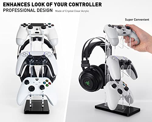 OAPRIRE Controller Stand Headset Stand, 3 Tier Acrylic Gaming Controller Holder Compatible with PS4, PS5, PC, Xbox, Universal Design (Black) - color: Black, size: 3 Tier-without lights