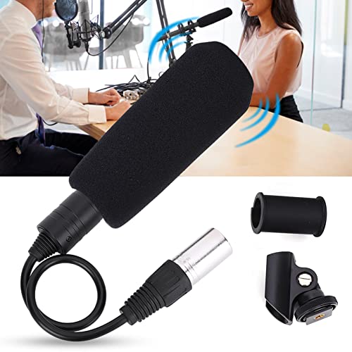AstraLoom Condenser Microphone Stereo Camera Mic Video Recording Black Unidirectional Anti Interference High Sensitivity Metal Construction for Professional Video Recording and Studio Use