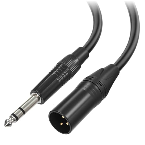 XLR to 1/4 Cable, XLR Male to 6.35mm TRS Quarter Inch, 15 FT | Balanced Mic Cable to 1/4 Inch Male, Oxygen-Free Copper, Nickel-Plated Connector w/ PVC Jacket – for Speaker Amplifier