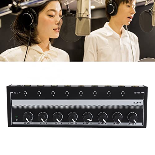 Headphone Amplifier - 8 Channel Mini Headphone Amp, Portable Stereo Headphone Amplifier, Bass Headphone Amp for Studio and Stage 100 to 240V