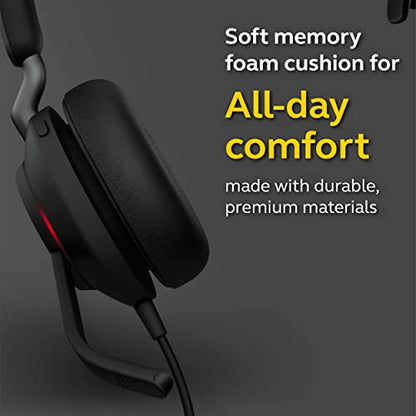 Jabra Evolve2 40 MS Wired Headphones, USB-A, Mono, Black – Telework Headset for Calls and Music, Enhanced All-Day Comfort, Passive Noise Cancelling Headphones, MS-Optimized with USB-A Connection - size: Microsoft Teams, style: Mono (USB-A)