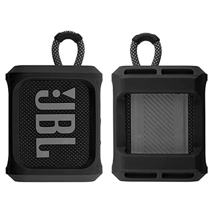 Silicone Case Cover for JBL Go 3 Portable Speaker with Removable Strap for Bike Golf Cart Travel Carrying Case Protective Sleeve Speaker Cover (Black) - color: Black