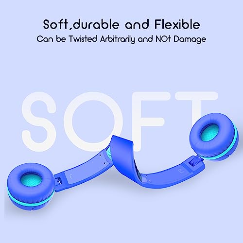 IMYB Kids Headphones, V1 Wired Stereo Foldable Tangle-Free 3.5mm Adjustable On-Ear Headphones for Kids for School/Toddlers/Childrens/Teens/Boys/Girls/Ipad/Tablet/Kindle/Phones/Travel/Plane (Blue) - color: Blue