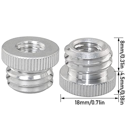2PCS 3/8'' Female to 5/8'' Male Threaded Screw Adapter for Microphone Stand Mount Tripod Laser Level Adapter - size: 3/8'' Female to 5/8'' Male