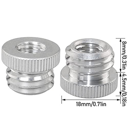 2PCS 3/8'' Female to 5/8'' Male Threaded Screw Adapter for Microphone Stand Mount Tripod Laser Level Adapter - size: 3/8'' Female to 5/8'' Male