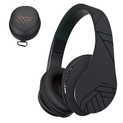 PowerLocus Bluetooth Over-Ear Headphones, Wireless Stereo Foldable Headphones Wireless and Wired Headsets with Built-in Mic, Micro SD/TF, FM for iPhone/Samsung/iPad/PC (Black) - color: Black