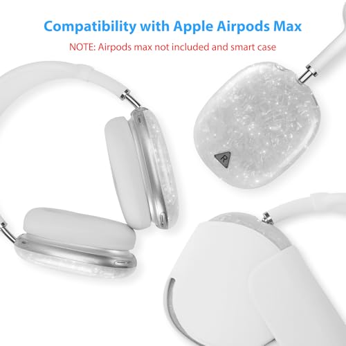 Case Cover for AirPods Max Headphone,Glitter Shell Pattern TPU Ear Cup Case,Silicone Ear Pad/Headband Protective Cover Accessories Compatible with Apple AirPods Max(2024/2020),Glitter White Seashell - color: Glitter White Seashell