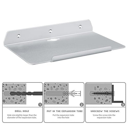 10.2''W x 6.3''D Small Floating Metal Wall Shelf,Deep Floating Shelves for Speakers,Cameras,Routers,Heavy Duty Metal Floating Wall Shelf with Lip for Bedroom,Bathroom,Living Room,Silver - color: 10''silver