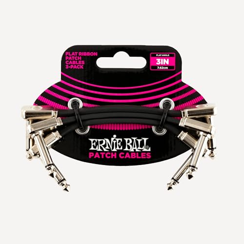 Ernie Ball Flat Ribbon Patch Cable 3-Pack, 3in, Black (P06220) - color: Black, size: 3 Inch, style: 3-Pack